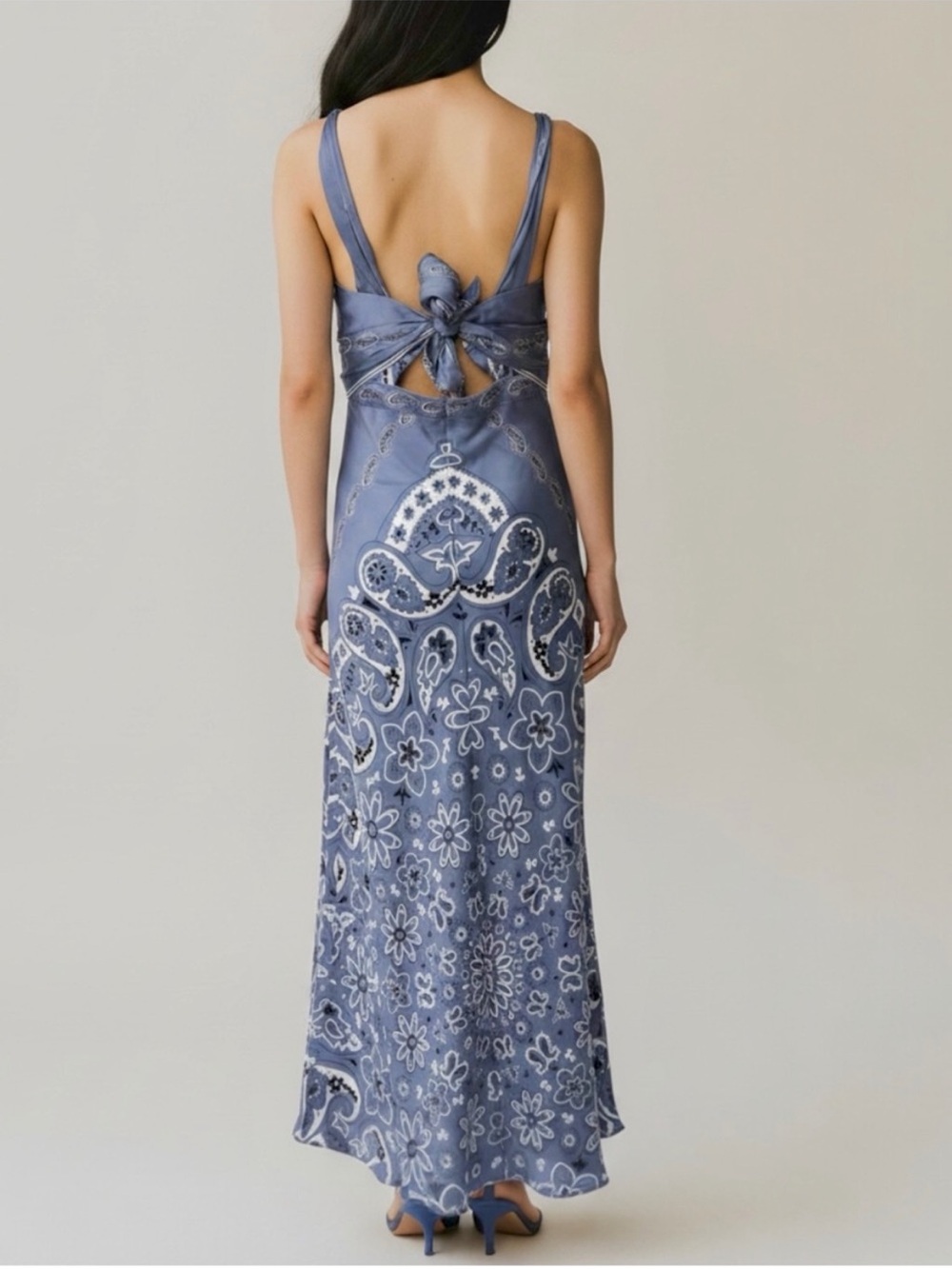 Caroline Constas Blue Paisley Floral Twist Front Maxi Dress - Picture 2 of 14